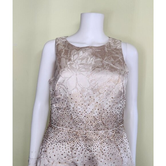 Calvin Klein Embellished Fit & Flare Dress Size 6 Champagne Party Luxe Wedding - Picture 3 of 10